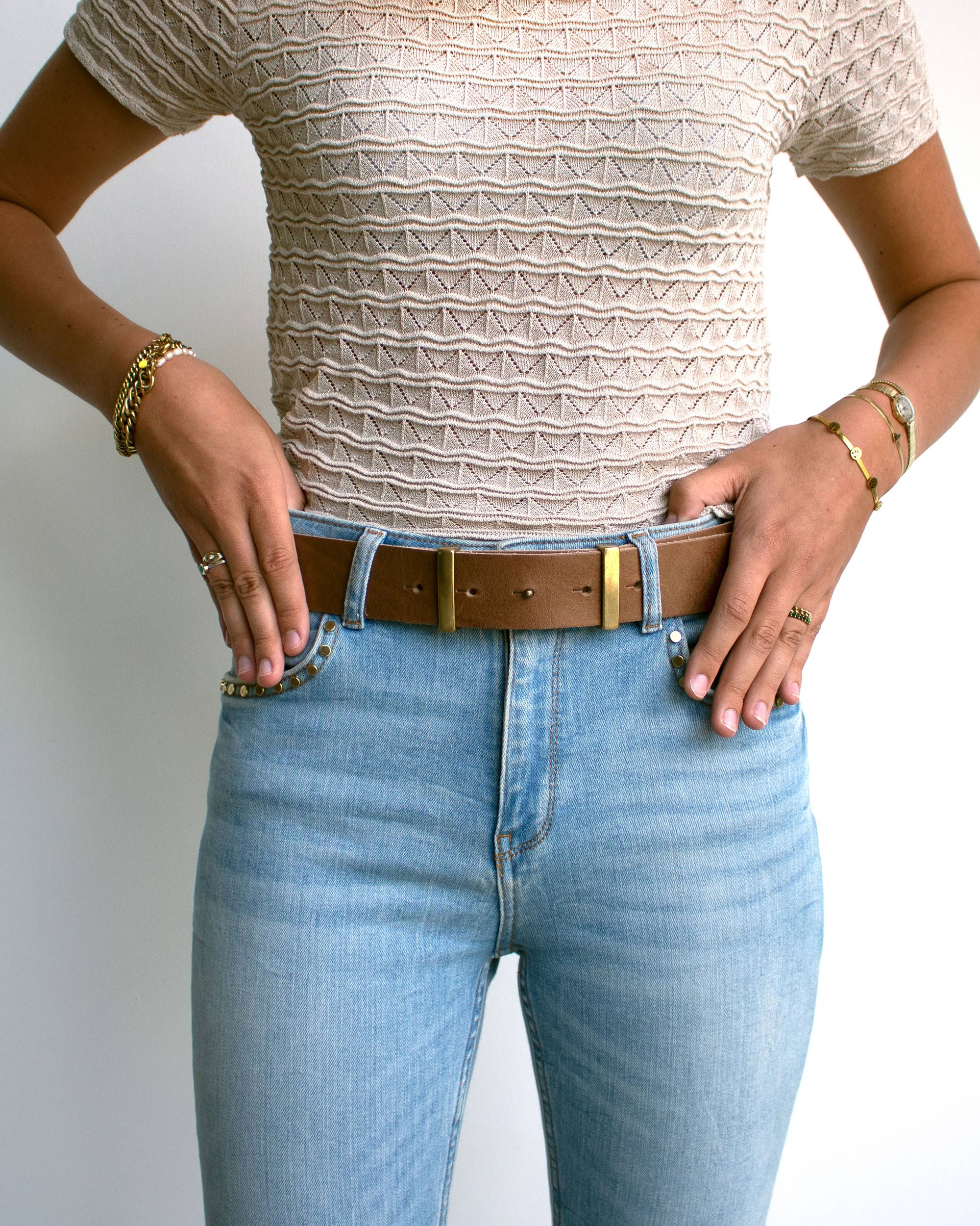 Jip | Slimming Buckleless Leather Belt - Taupe