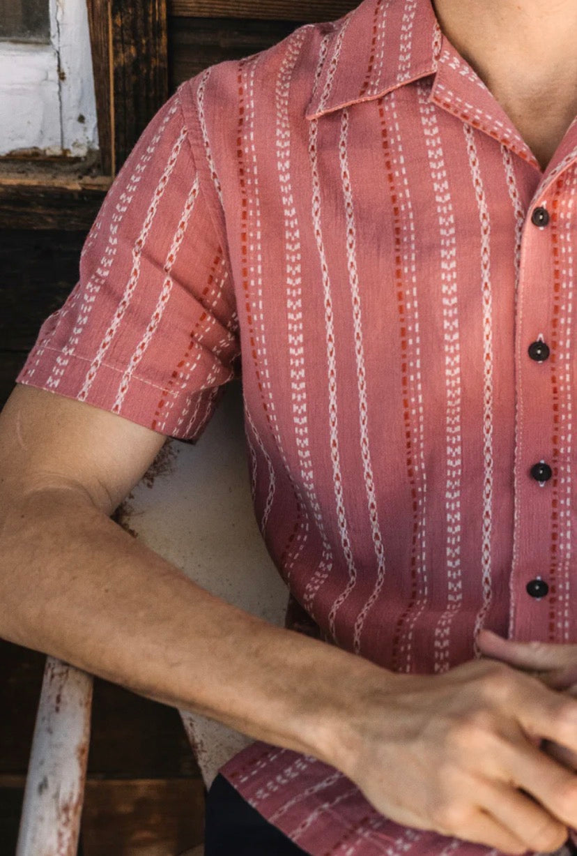 salmon dress shirt The Wrench Gauze Dobby Stripe Shirt