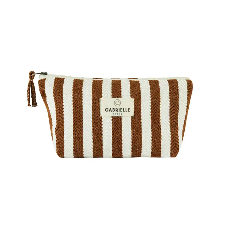Moka Stripes Cotton Beauty Pouch