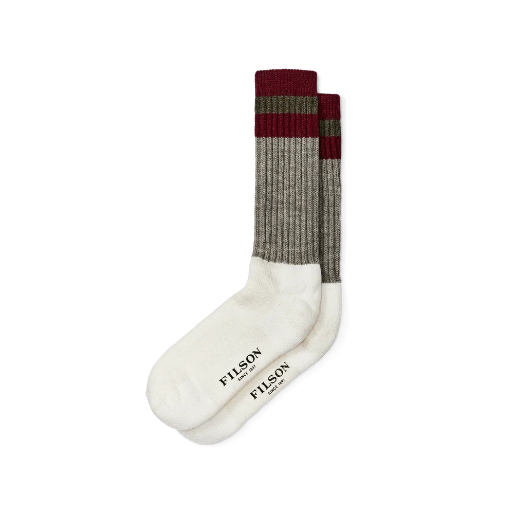 1970s Logger Thermal Socks - Forest/ Maroon