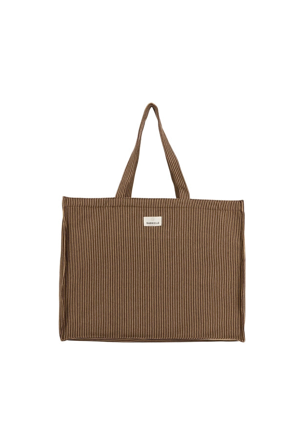 Cotton Weekend Bag Coffee Stripes