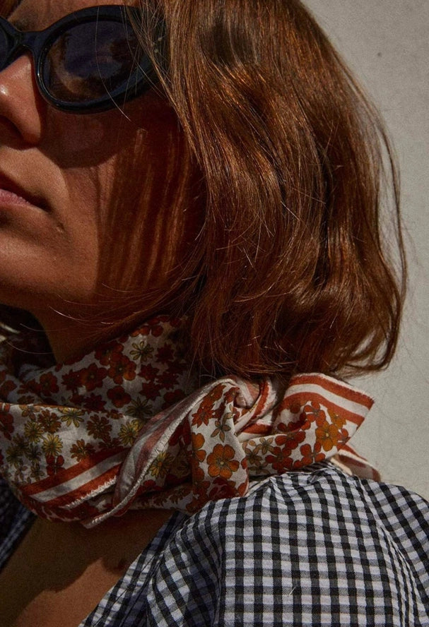 Small Cotton Flower Scarf - Bois De Rose