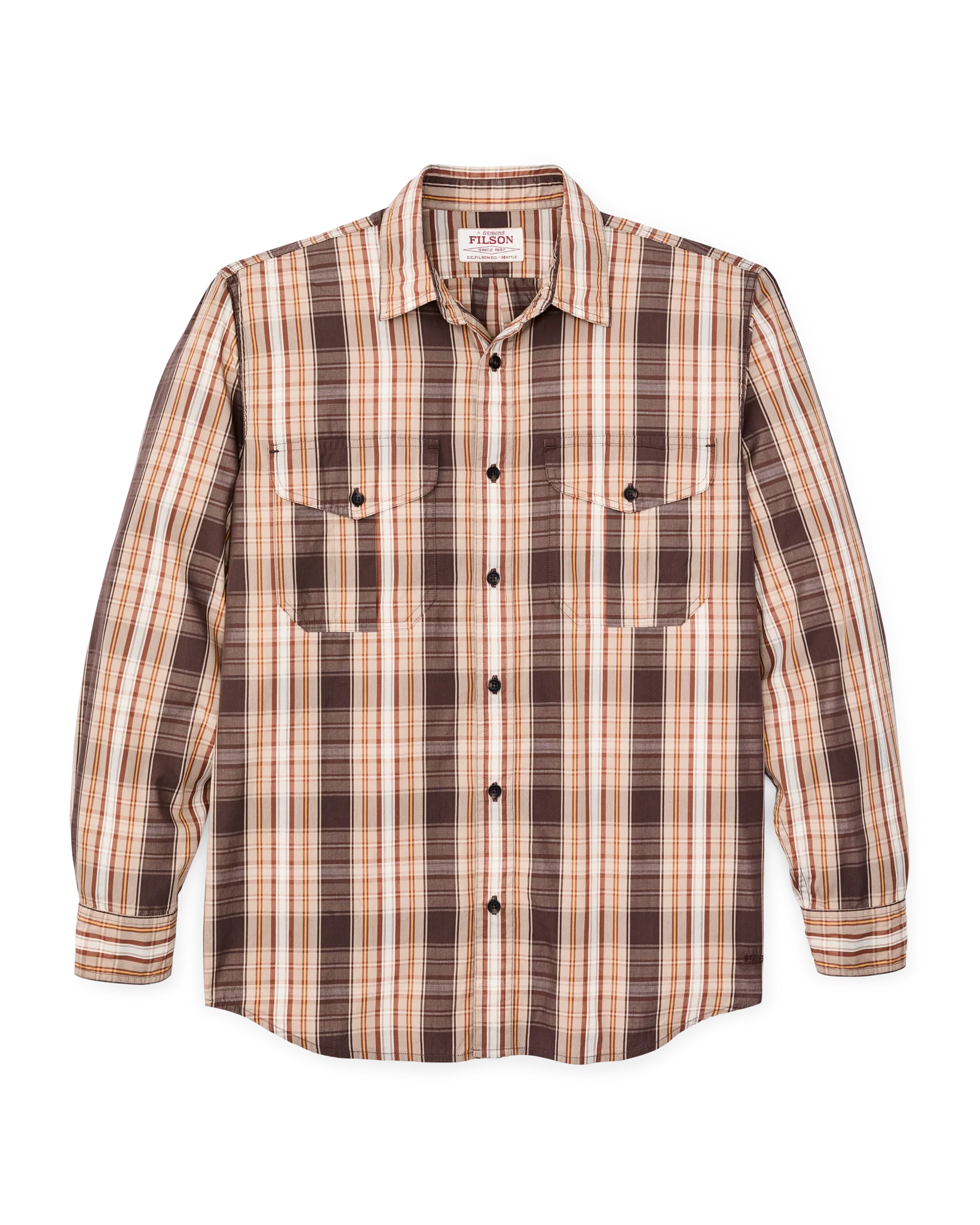 Washed Feather Cloth Shirt - Brown Multicolor Plaid