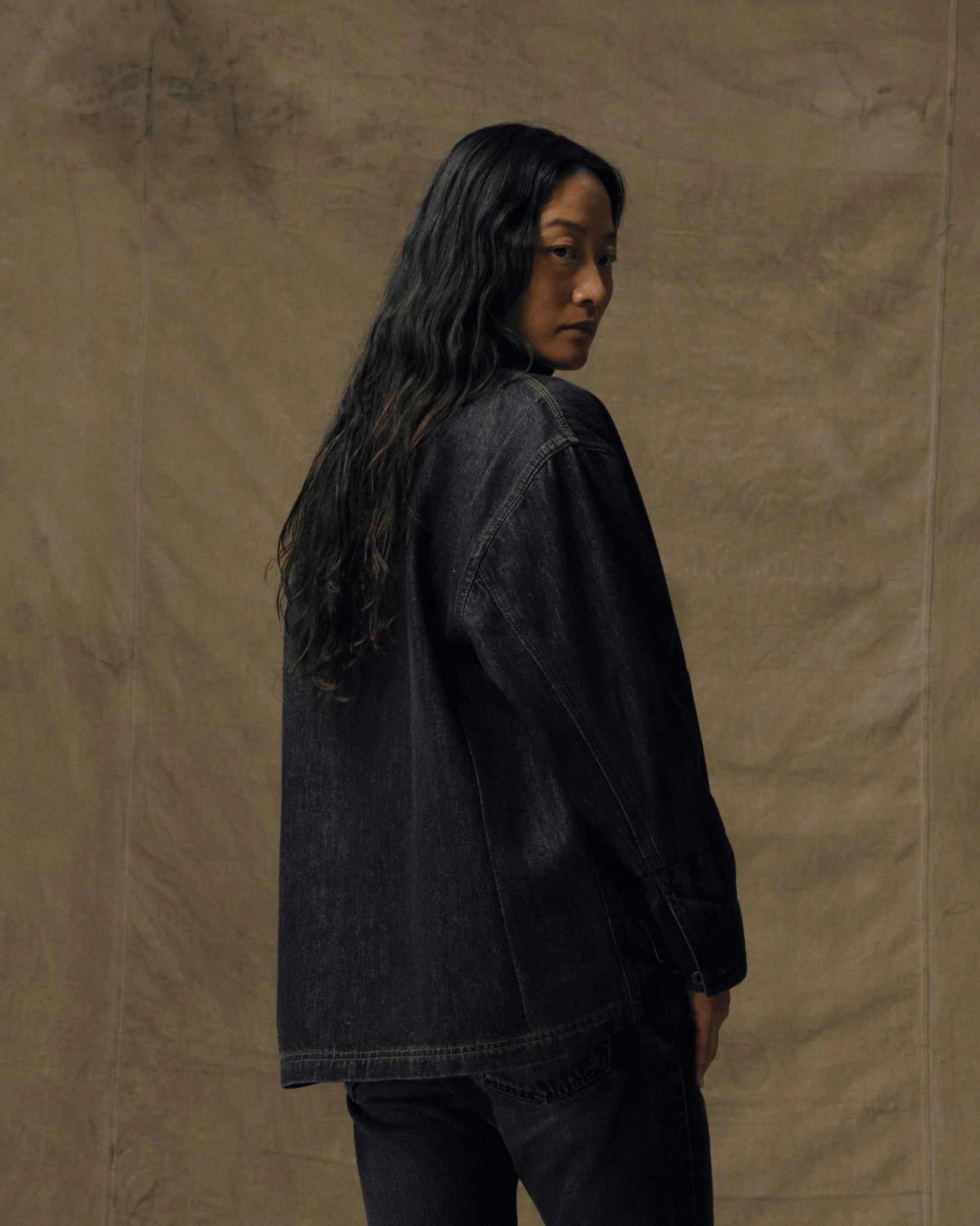 Women's Denim Barn Coat - Rinse Black