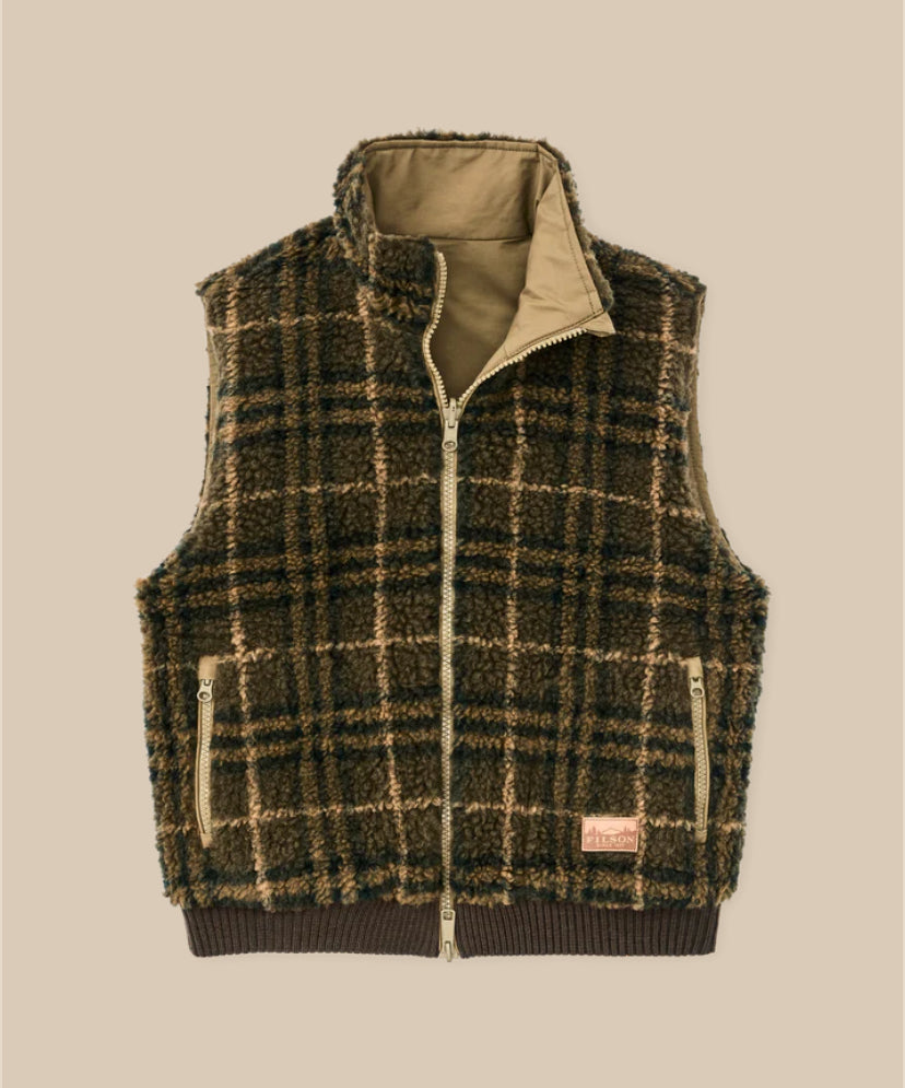 Women's Reversible Woolly Fleece Vest - Tan