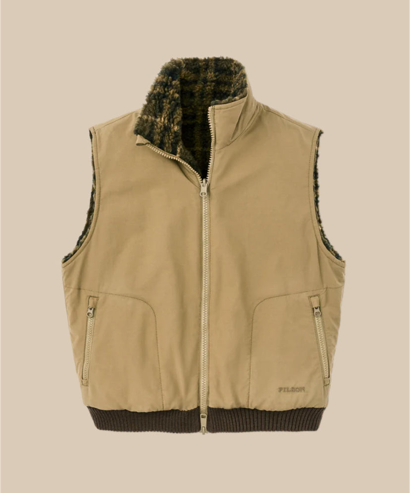 Women's Reversible Woolly Fleece Vest - Tan