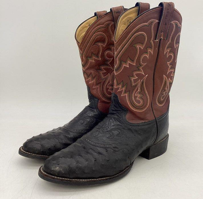 Vintage Tony Lama Ostrich and Tooled Leather Boots - Size 11