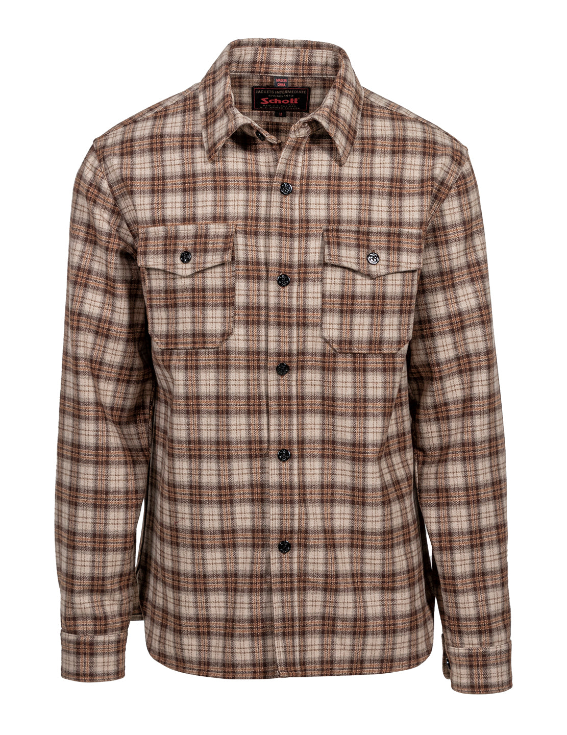 Schott NYC Plaid CPO Shirt - Tan