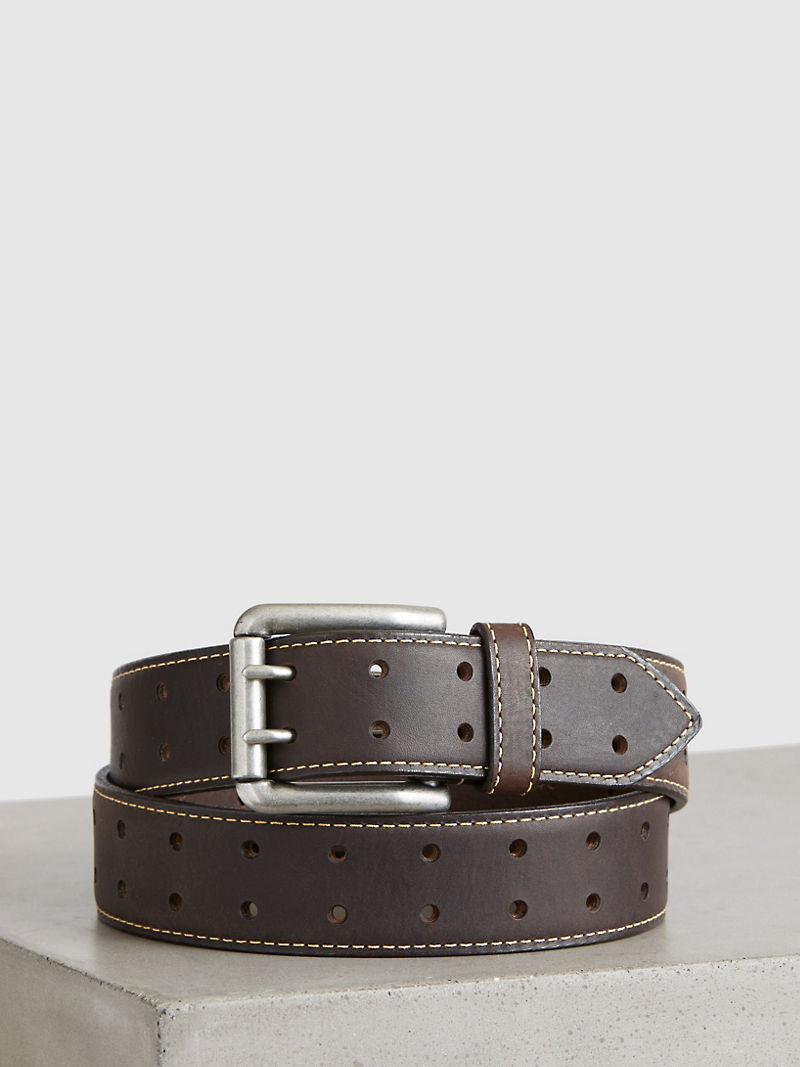 Vintage Bison Double Barrel Leather Belt
