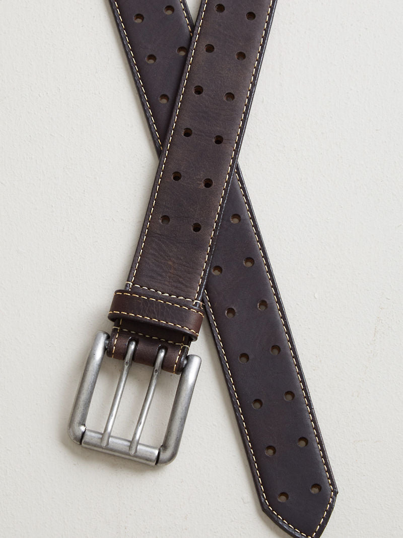 Vintage Bison Double Barrel Leather Belt
