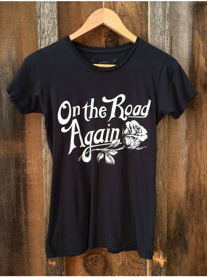 On The Road Again Womens Tee Blk/White