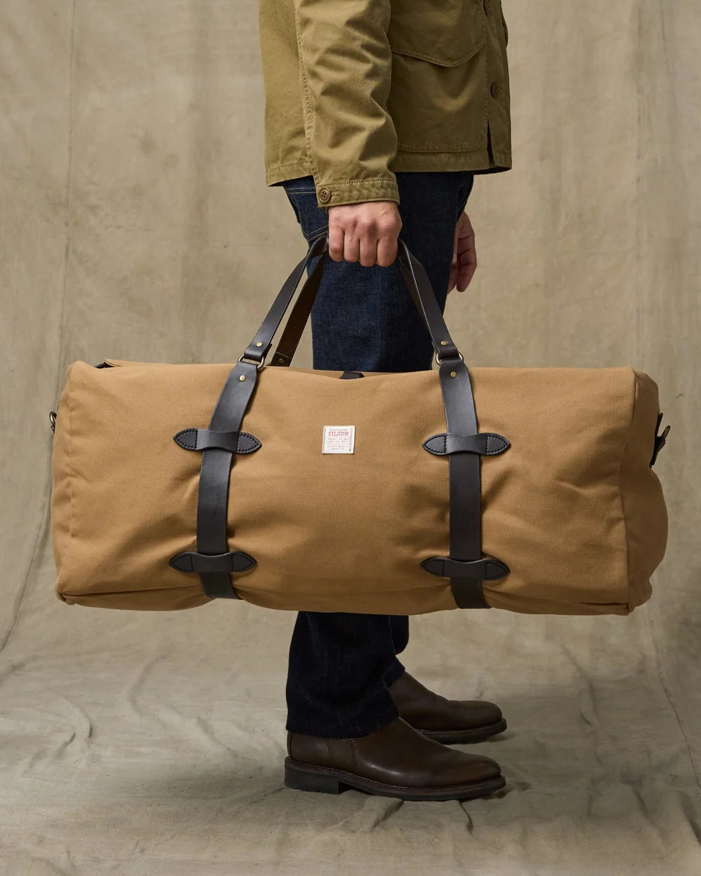 LARGE RUGGED TWILL DUFFLE - Tan