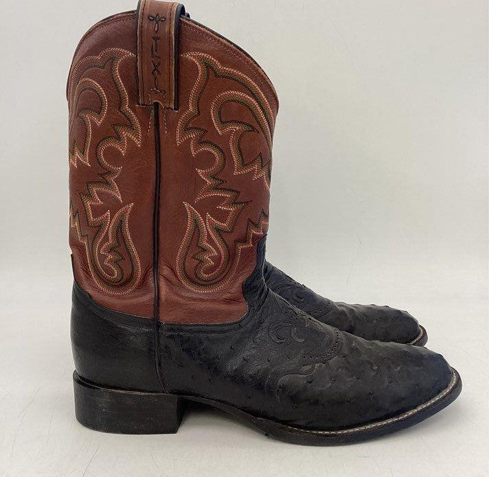 Vintage Tony Lama Ostrich and Tooled Leather Boots - Size 11