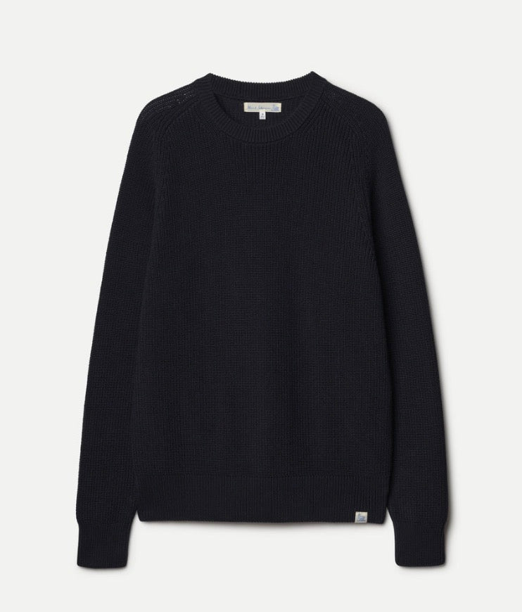 Sturdy Ribbed Cotton Sweater - Dark Navy