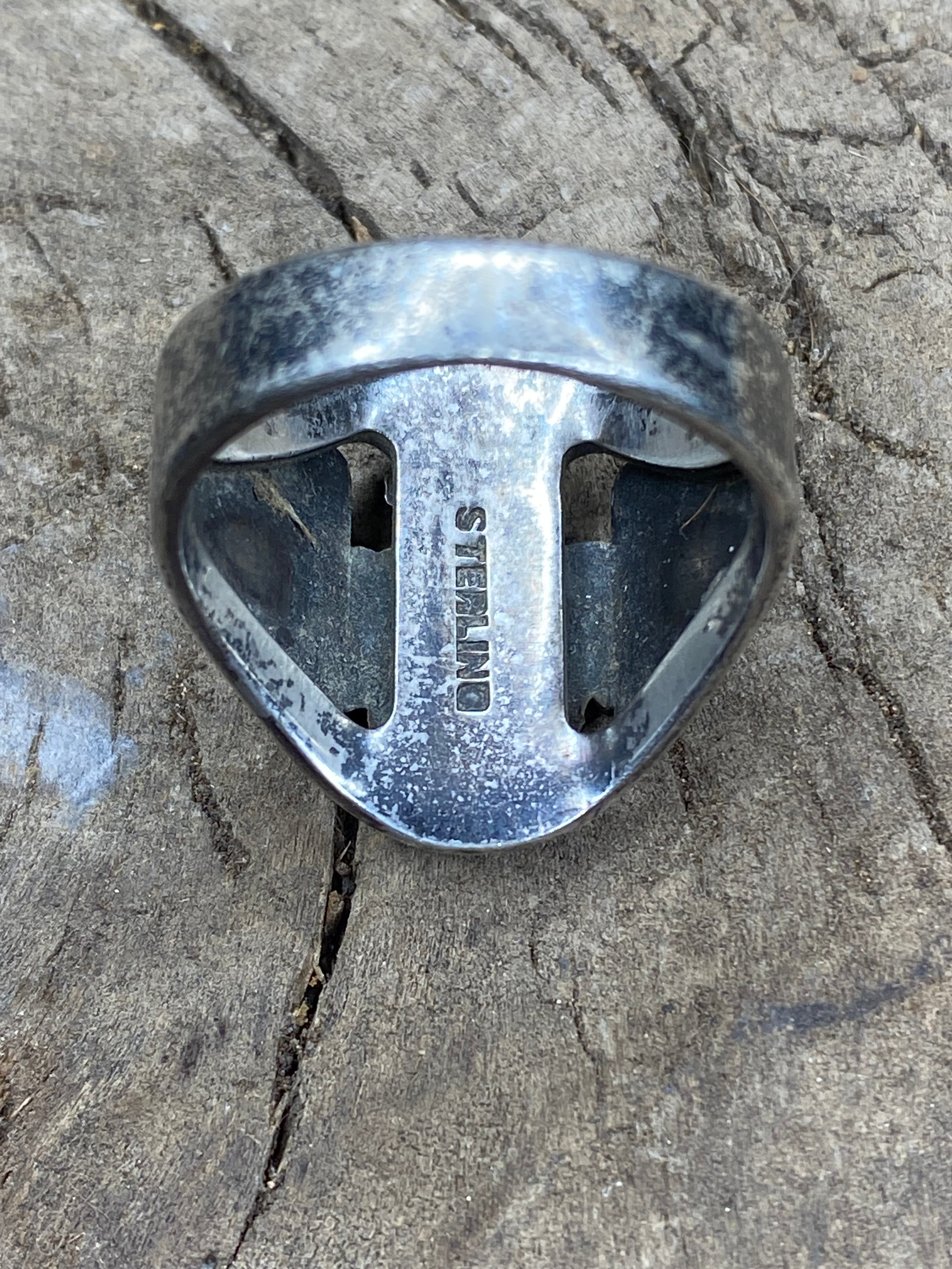 Vintage Sterling Silver USN Signet Ring - Size 11