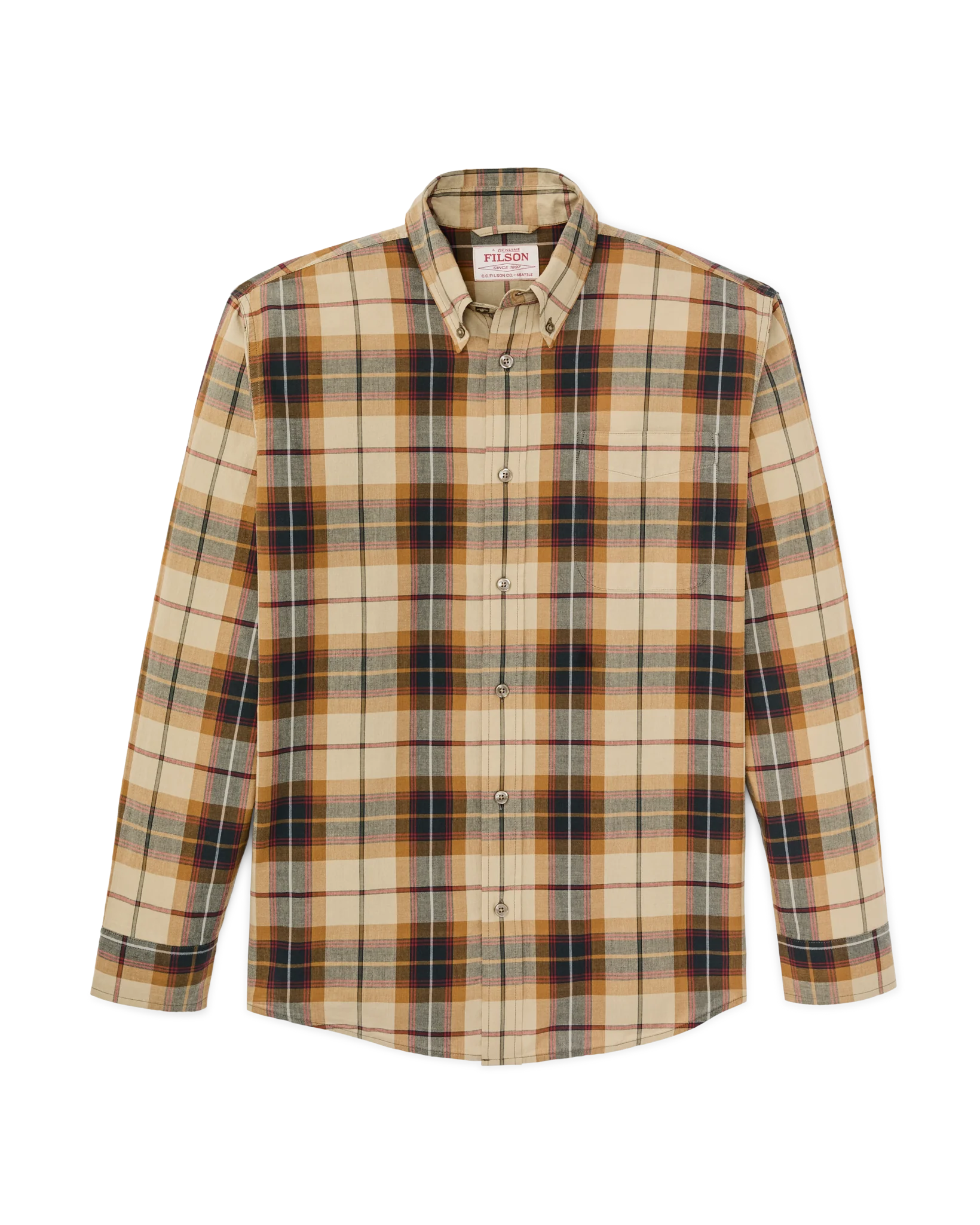 Madras Button-Down Shirt - Tan / Spruce / Multicolor