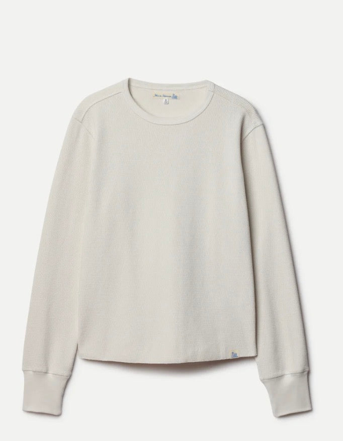 Diamond-Patterned Cotton Thermal Long Sleeve - Nature
