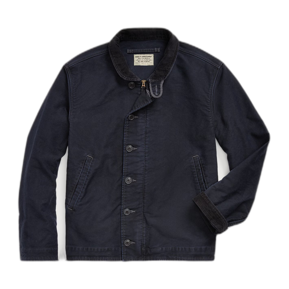 RRL Corduroy-Collar Cotton Deck Jacket - Dark Navy