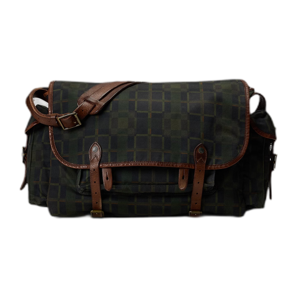 RRL Check-Print Oilcloth Messenger Bag