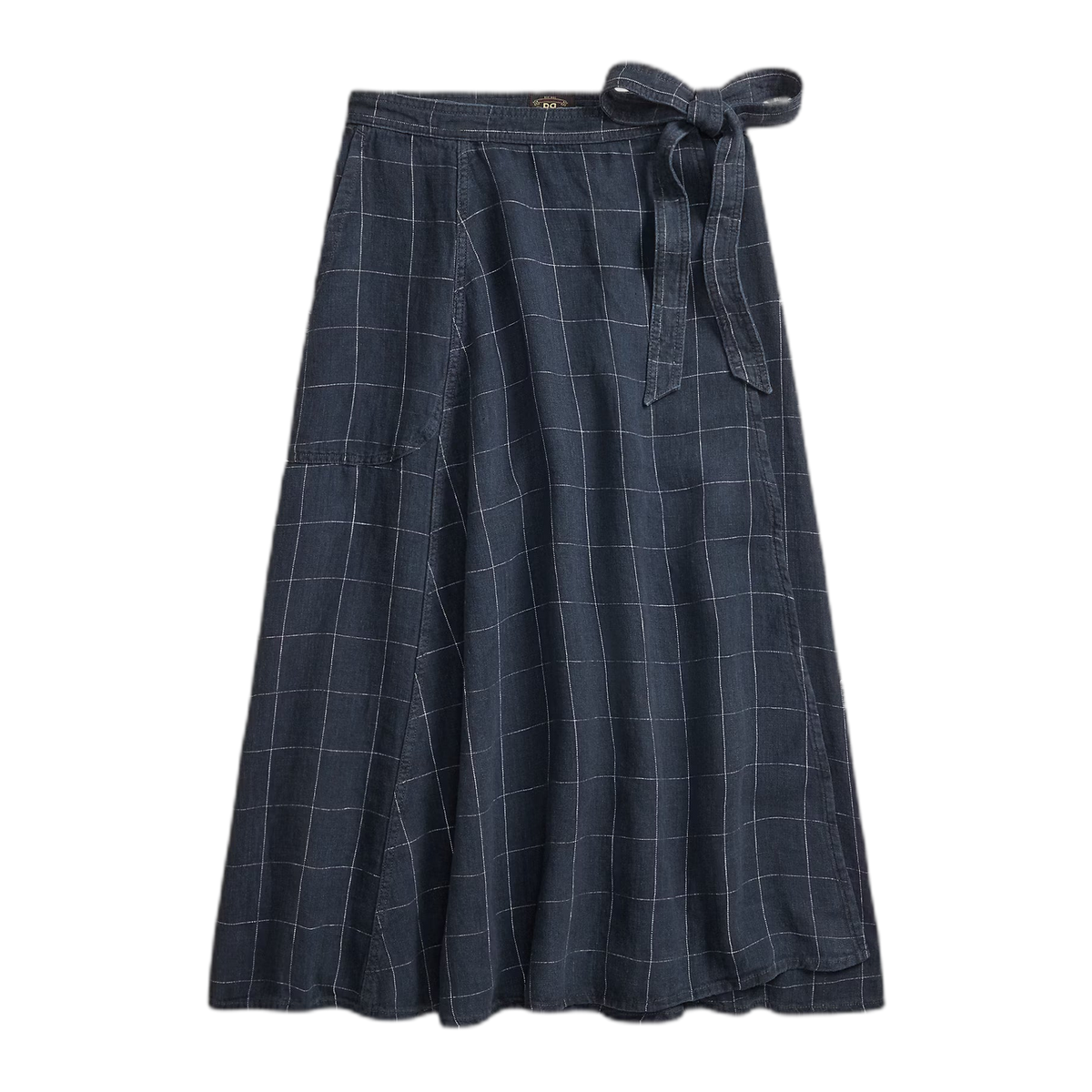 RRL Indigo Windowpane Linen Wrap Skirt