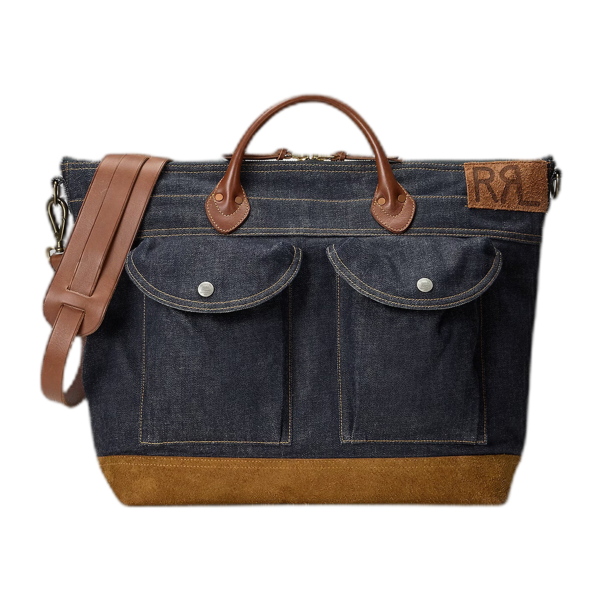 RRL Leather-Trim Indigo Denim Tote
