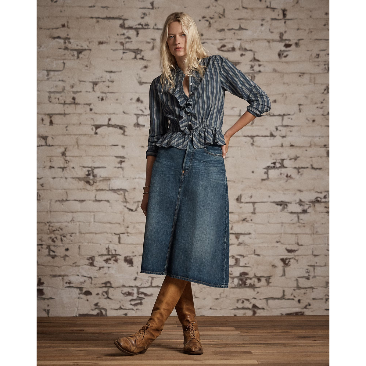 RRL Indigo Selvedge Denim Skirt