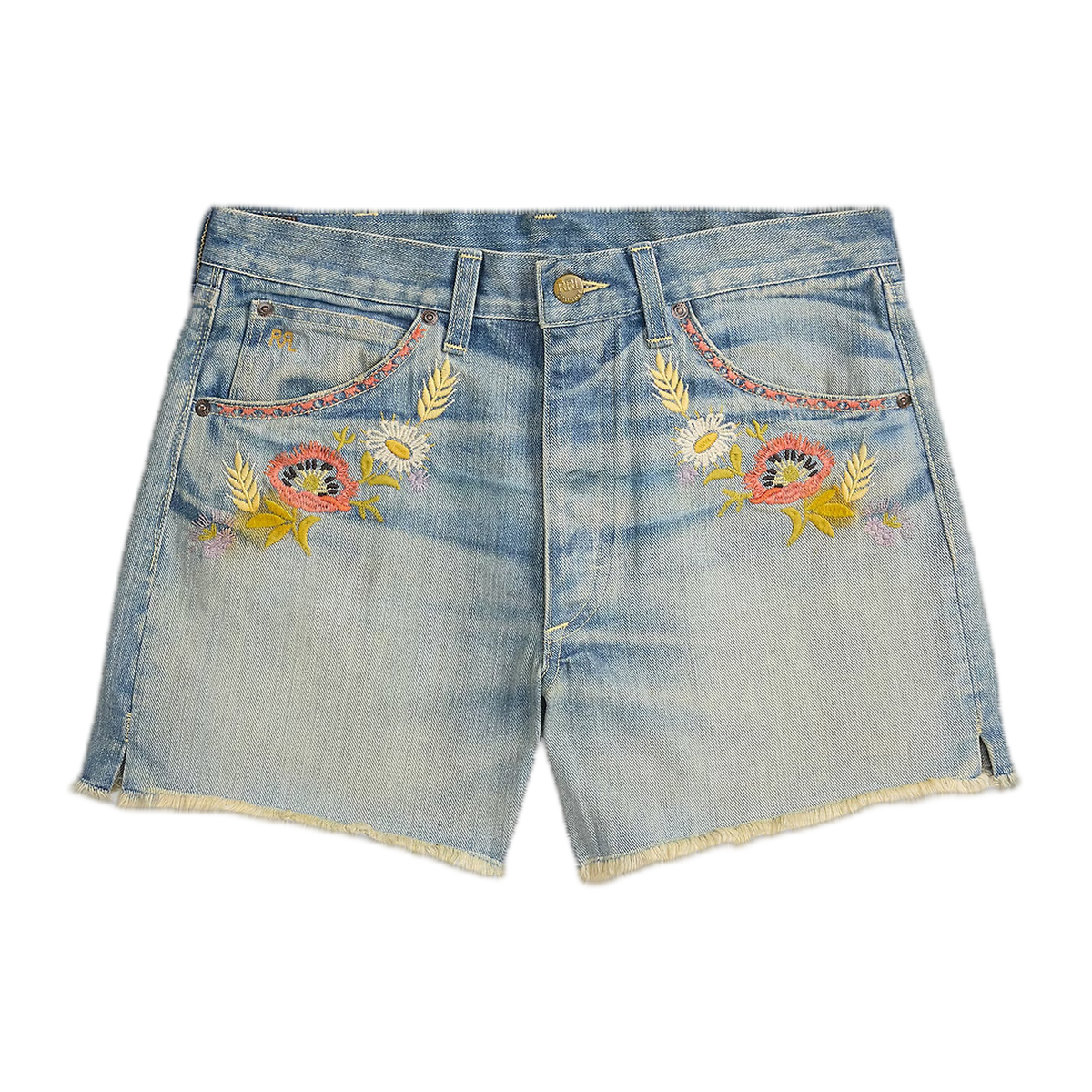 RRL Floral-Embroidered Denim Short