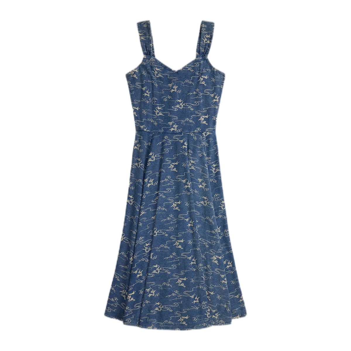 RRL Indigo Print Cotton Jersey Dress