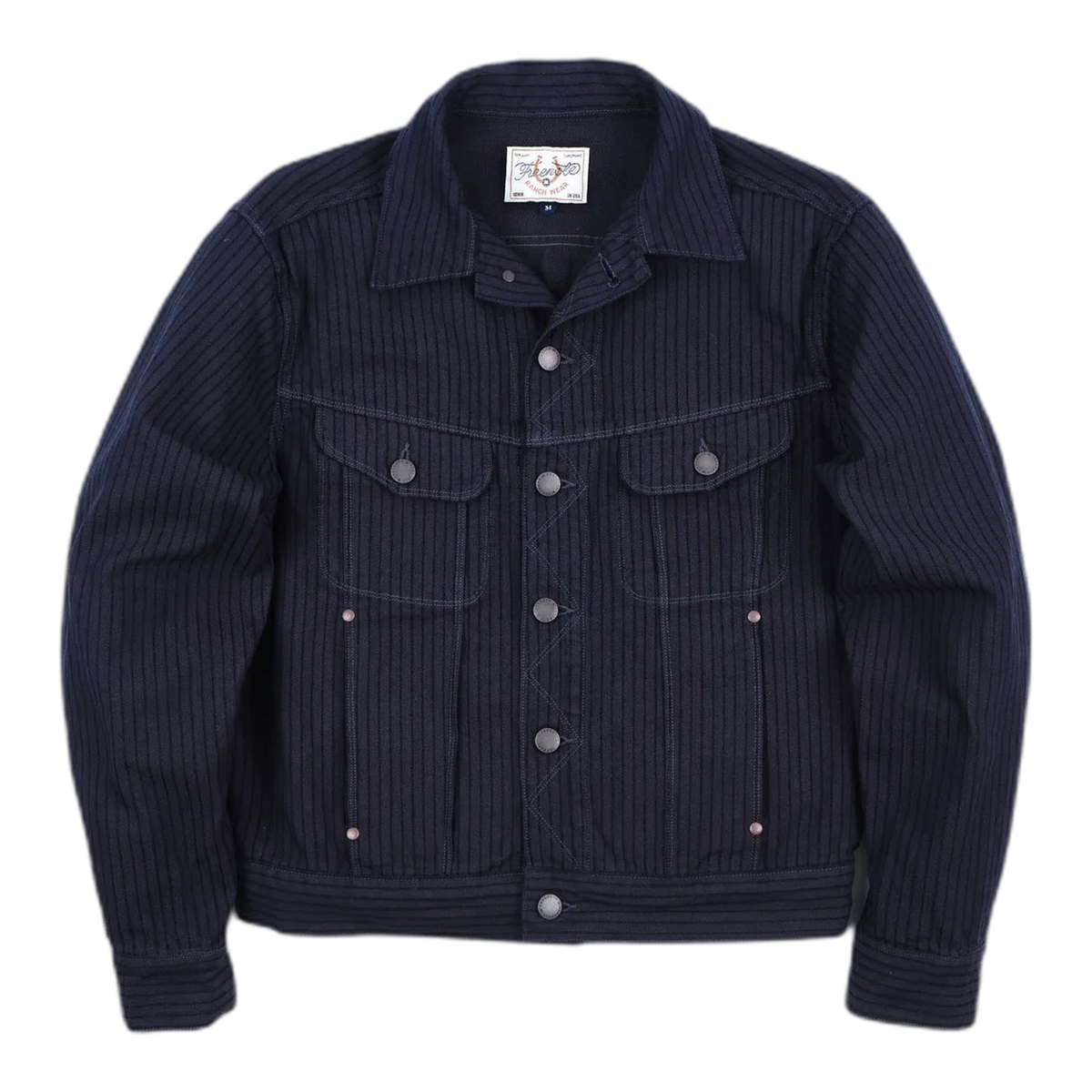 High Low Indigo Herringbone Dobby Jacket