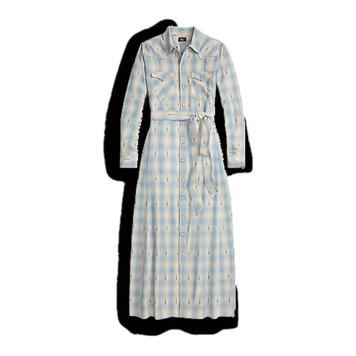 RRL Plaid Belted Midi Dress
