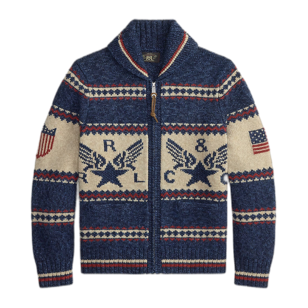 RRL Airplane-Graphic Full-Zip Cardigan