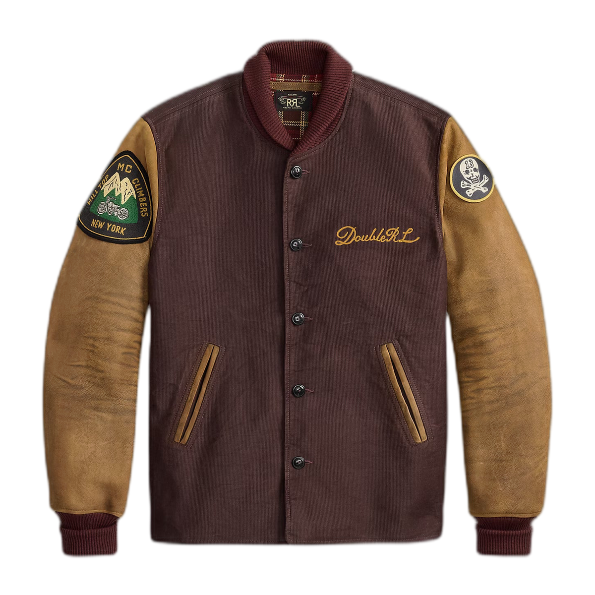 RRL Leather-Sleeve Baseball Jacket