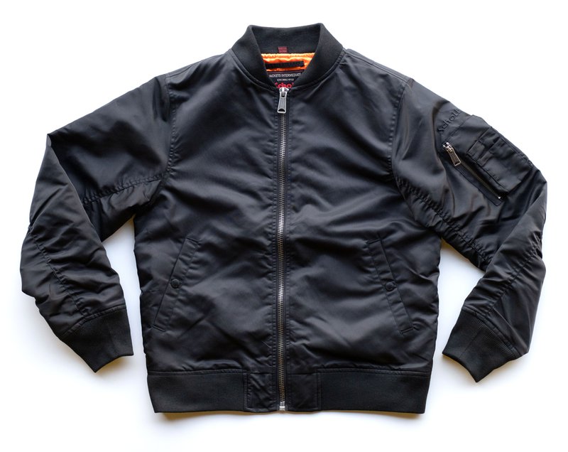 Lightweight Nylon MA-1 Jacket - Black