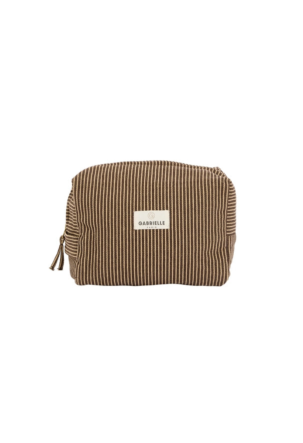 Cotton Toiletry Bag Coffee Stripes
