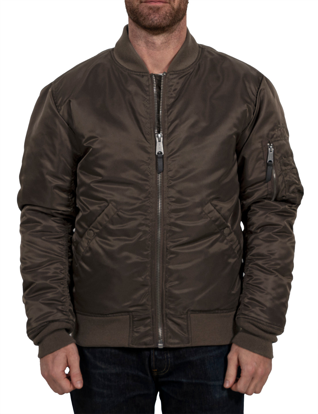 Men's Nylon Flight Jacket - Brown