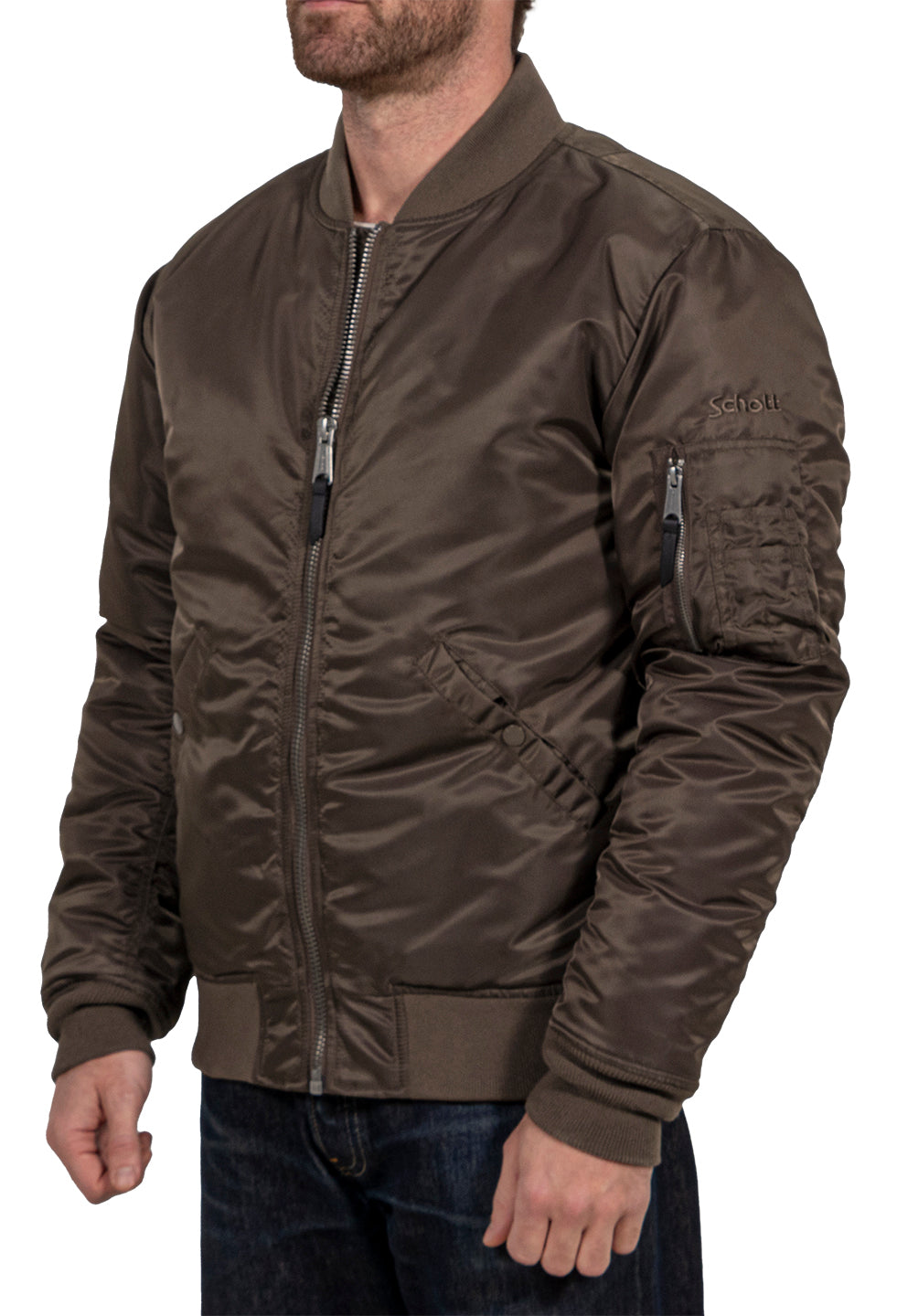 Men's Nylon Flight Jacket - Brown