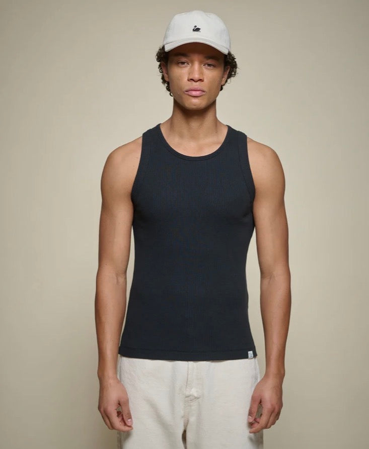 Iconic Ribbed Cotton Tank Top - Deep Black