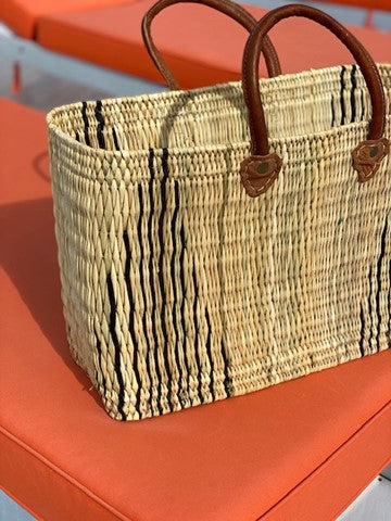 Large Beach Basket Triangular Design Bicolor