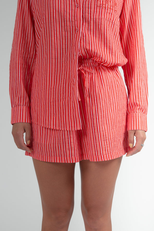 Biarritz Stripe Pajama Short - Red