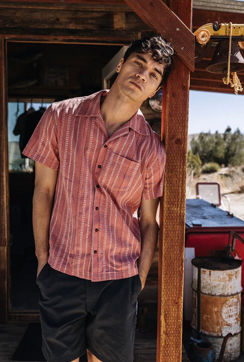 The Wrench Gauze Dobby Stripe Shirt - Salmon