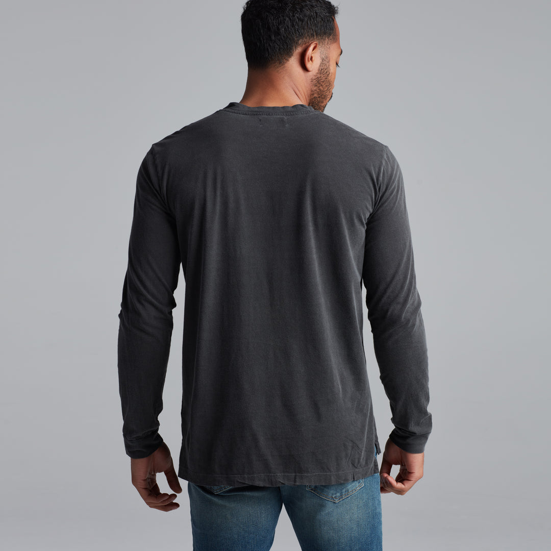 ASHER LONG SLEEVE POCKET TEE - FADED BLACK