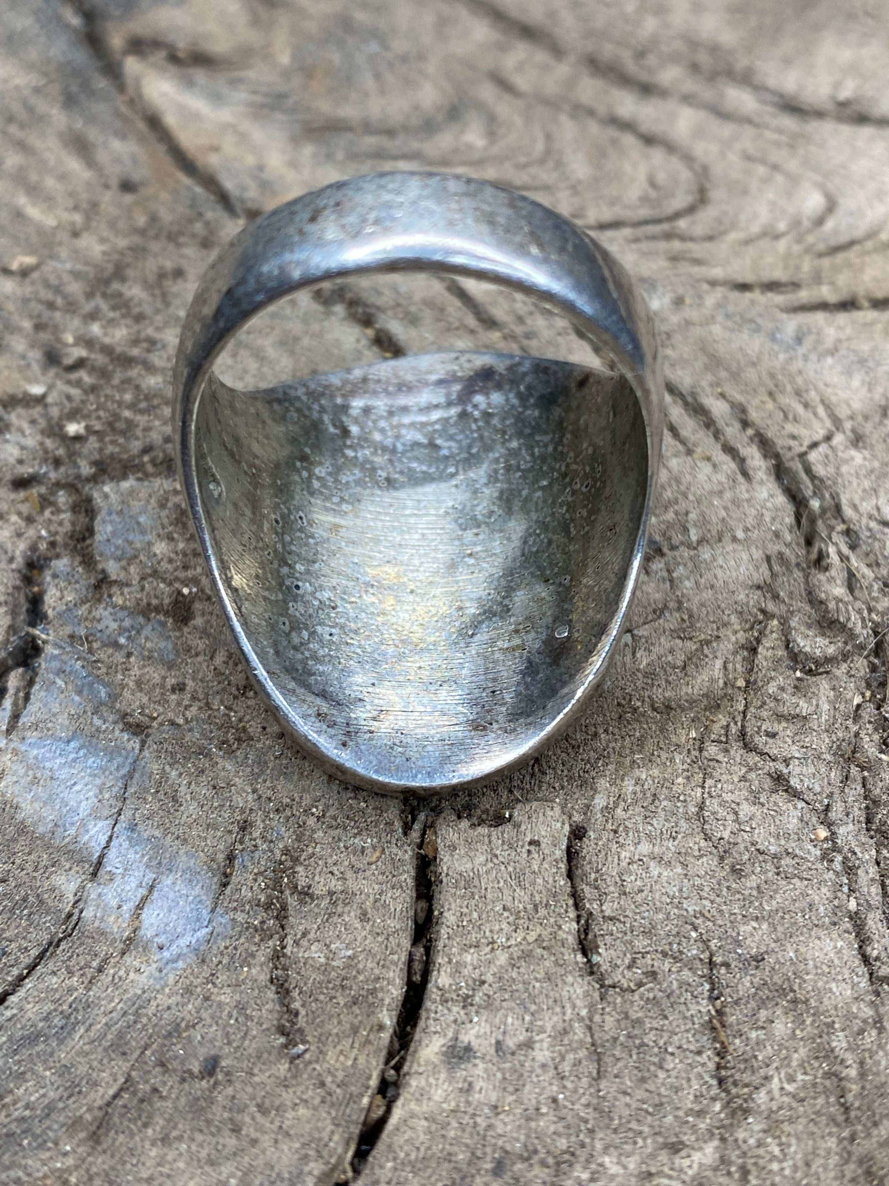 Vintage Turquoise and Multi-Stone Inlay Silver Men's Ring - Size 10.5