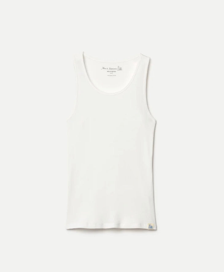 Fine Ribbed Cotton Women's Singlet - White
