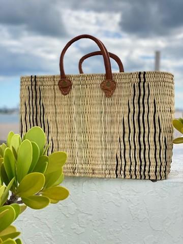 Large Beach Basket Triangular Design Bicolor