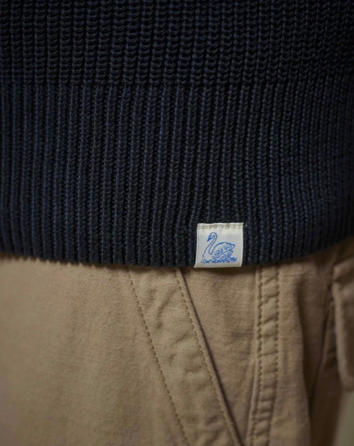 Sturdy Ribbed Cotton Sweater - Dark Navy