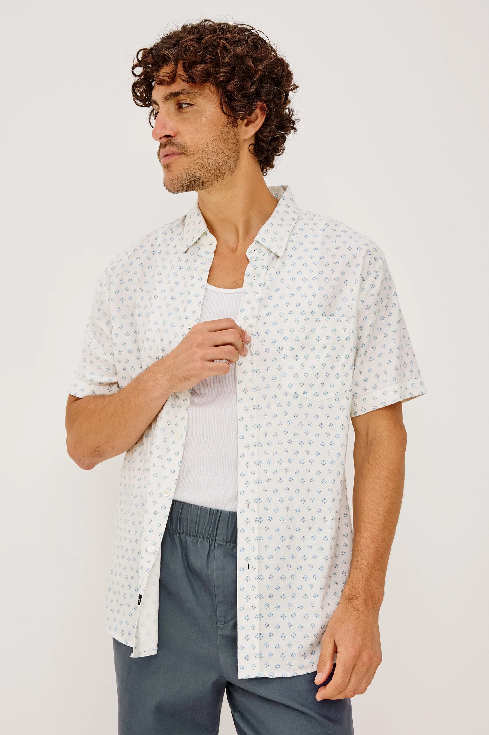 Carson Shirt - White Blue Block