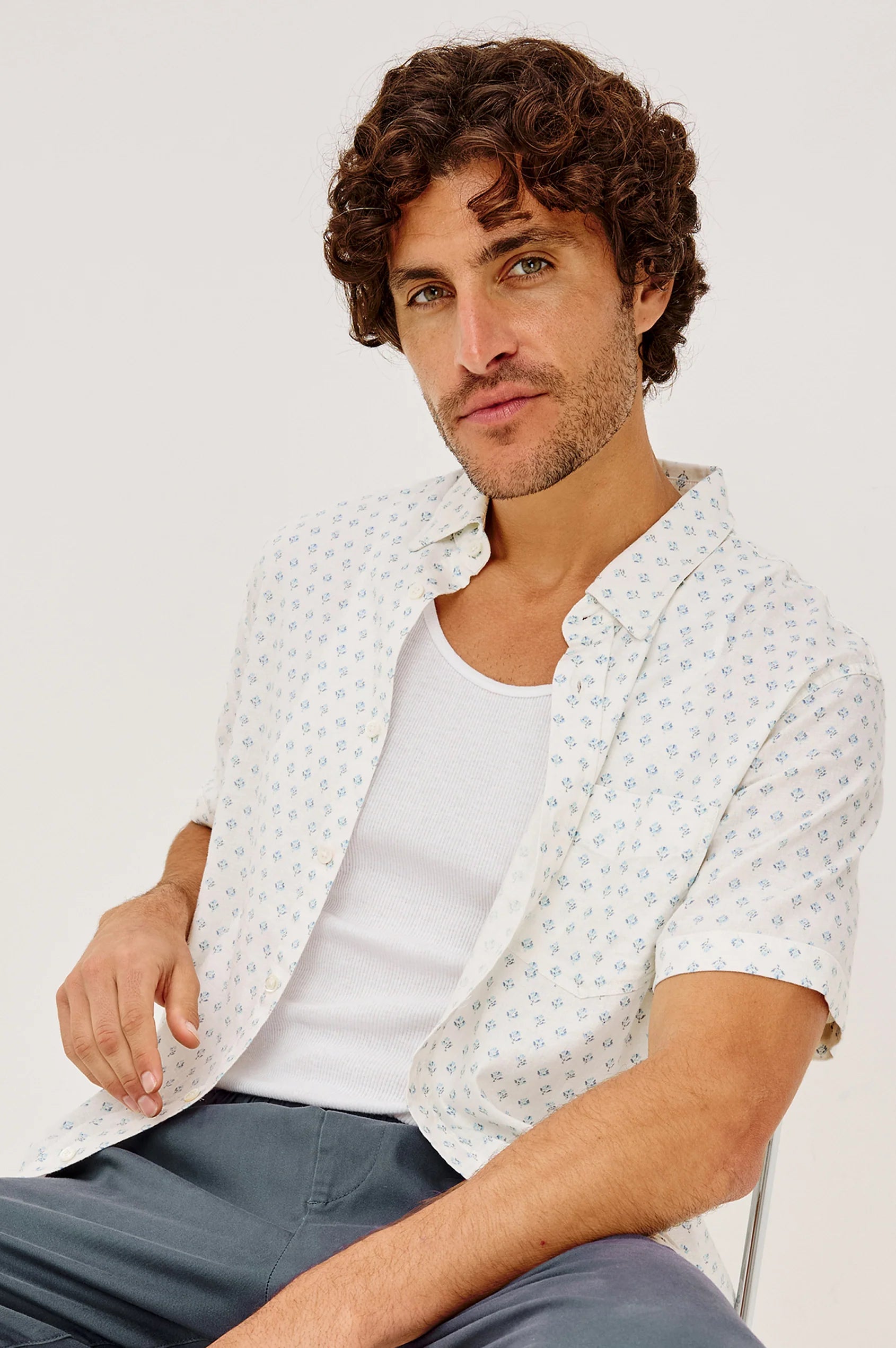 Carson Shirt - White Blue Block