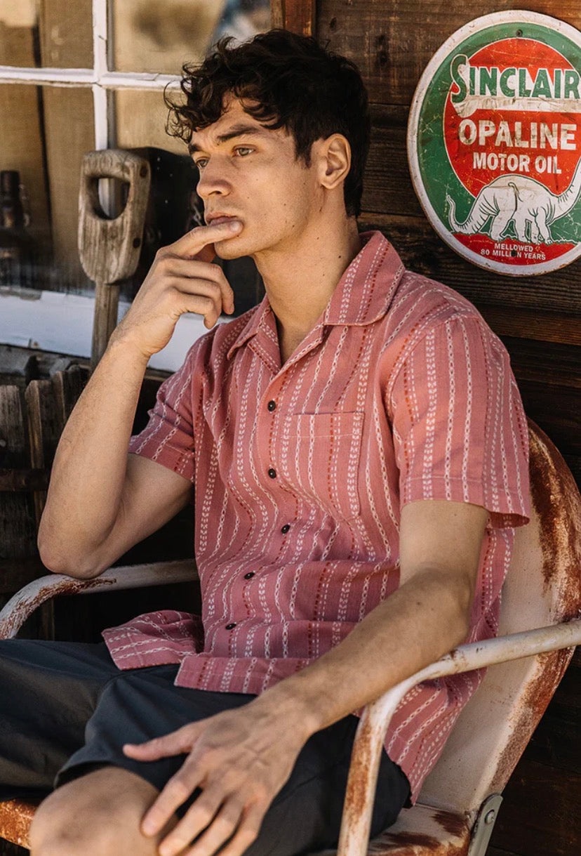 The Wrench Gauze Dobby Stripe Shirt - Salmon