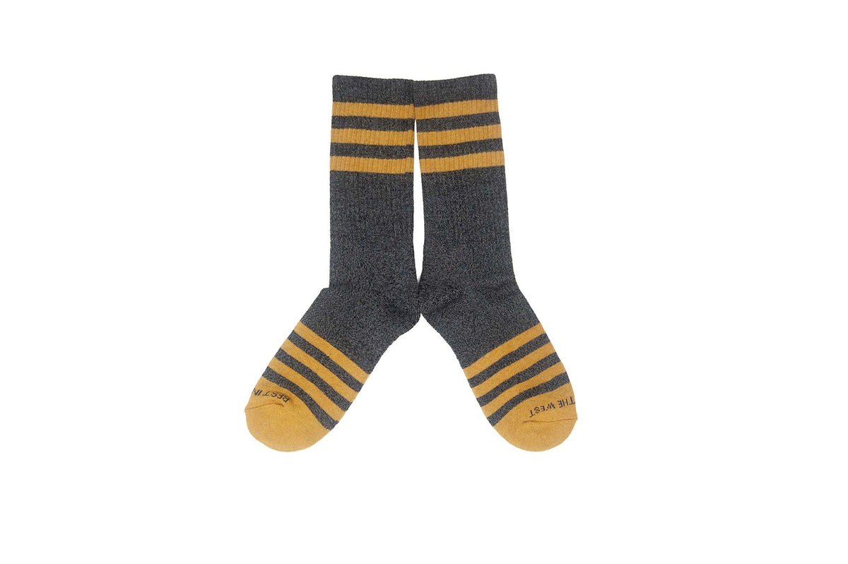 CHARCOAL STRIPES Socks - Charcoal/Gold