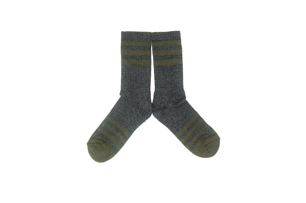CHARCOAL STRIPES Socks - Charcoal/Olive